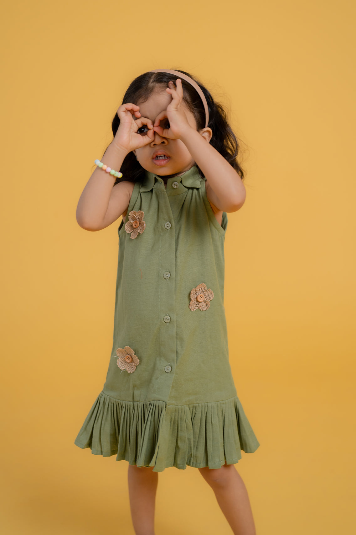 Leafy Green Frilled Dress