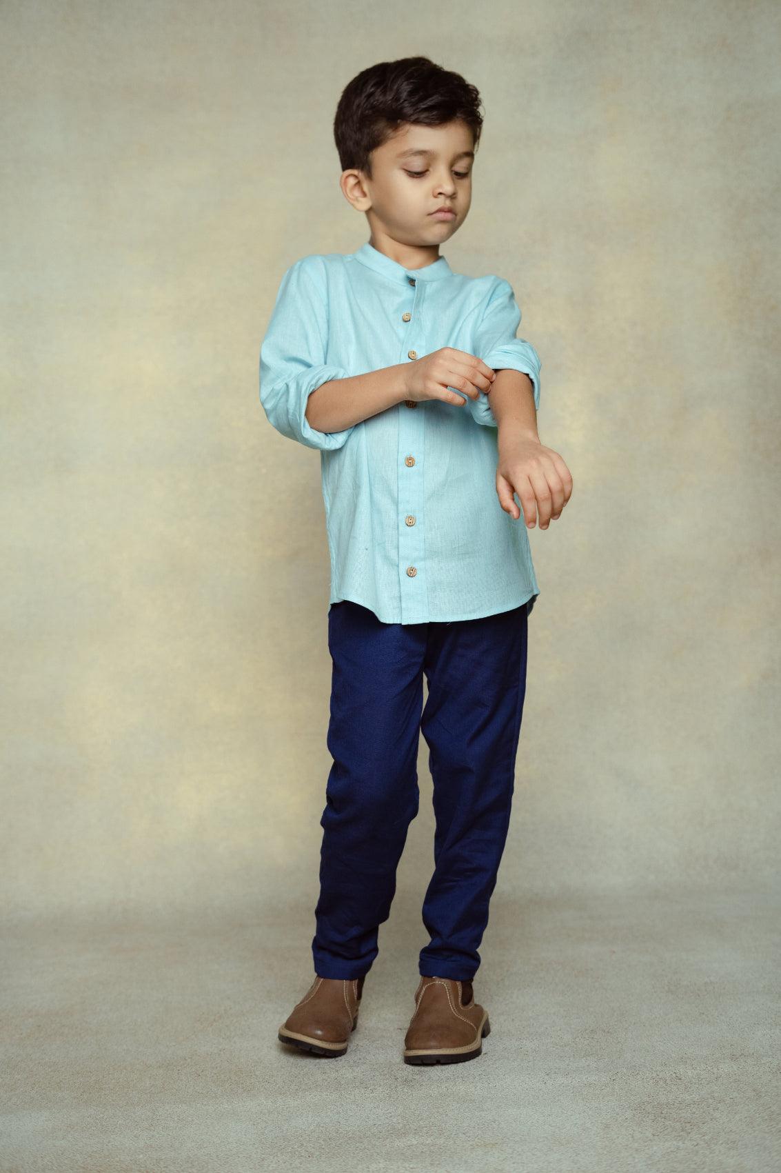 Powder Blue Shirt & Pants - thekansha