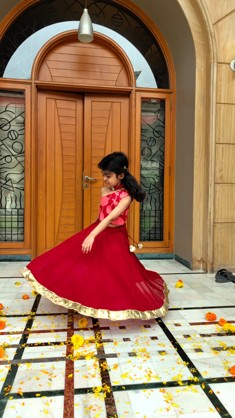 Maroon Lotus Top and Skirt